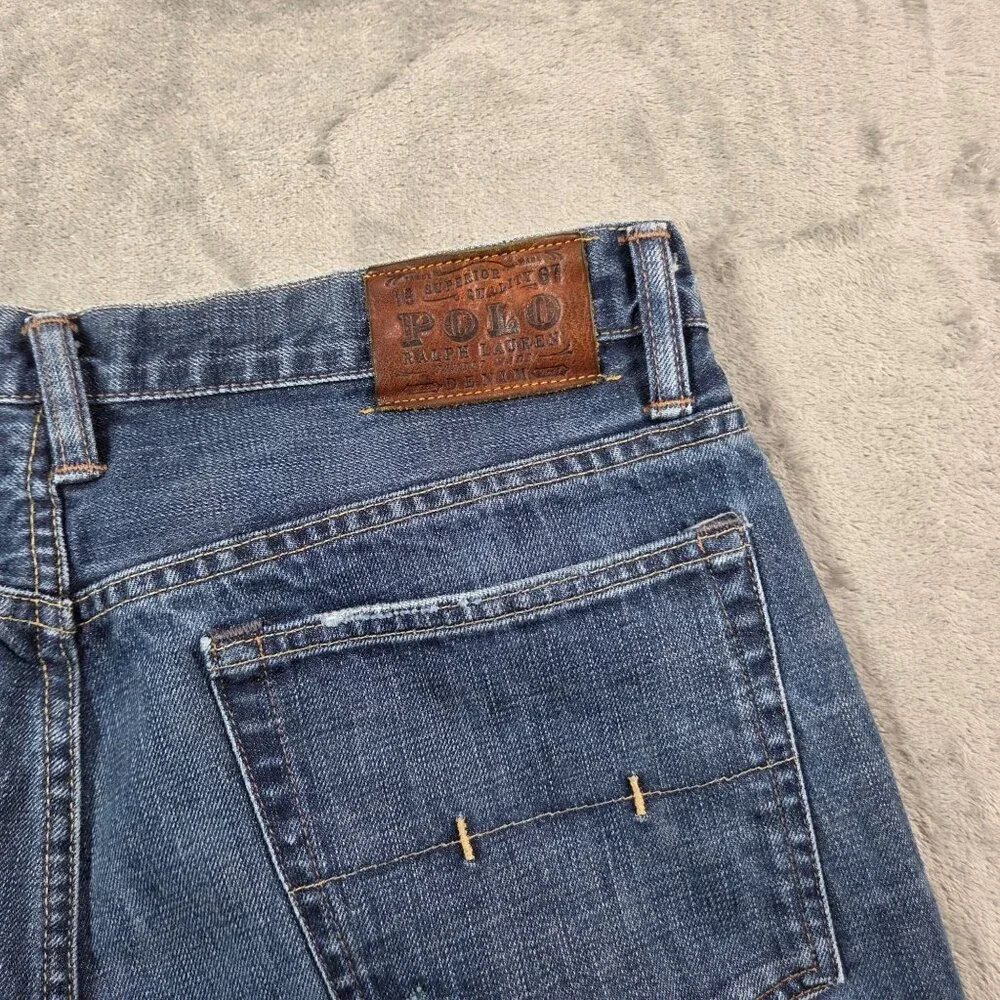 Polo Ralph Lauren Jeans Mens 32X30 Blue Vintage 67 Distressed Straight Leg Denim